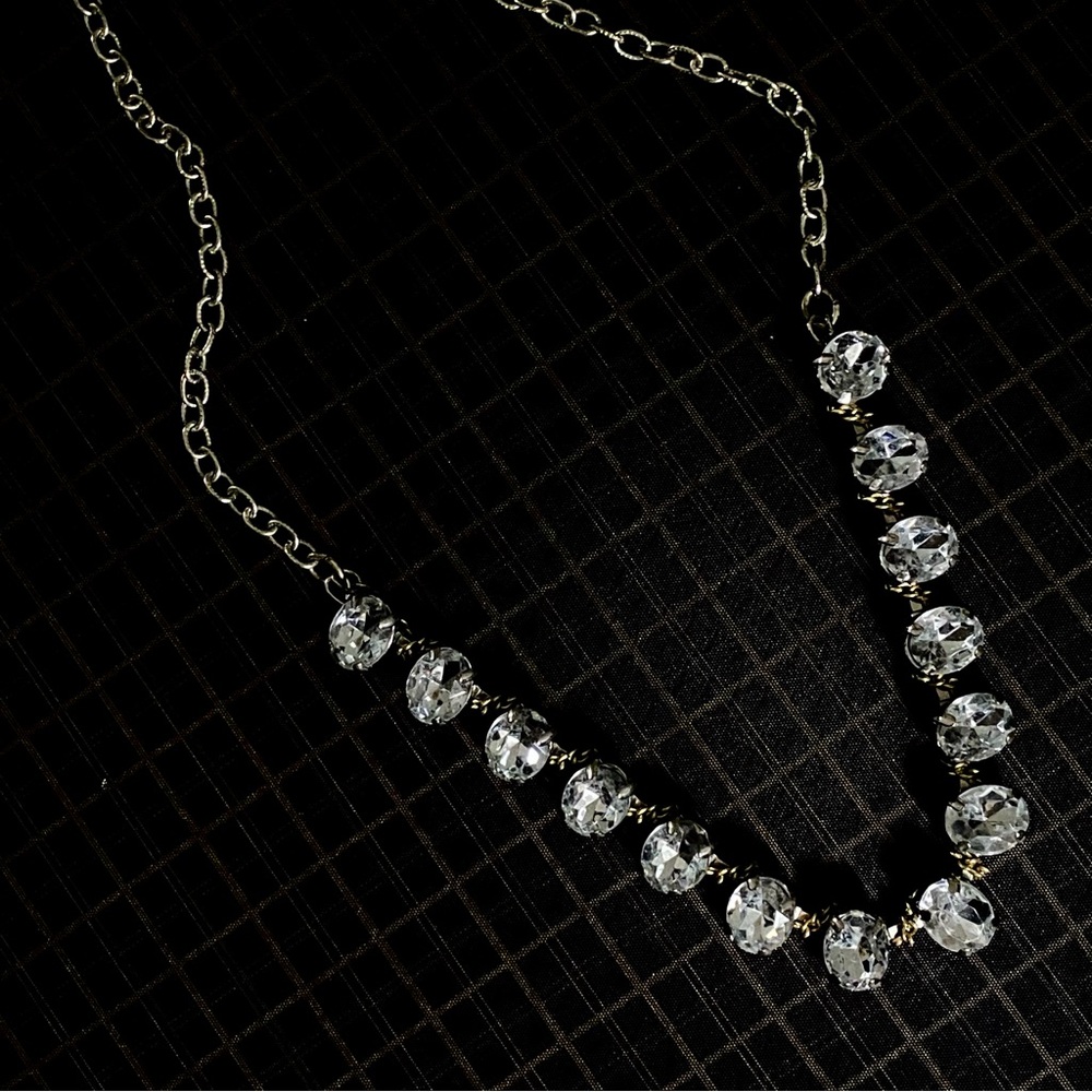 Crystal Station Necklace - Clear Crystal Link Chain | aeo